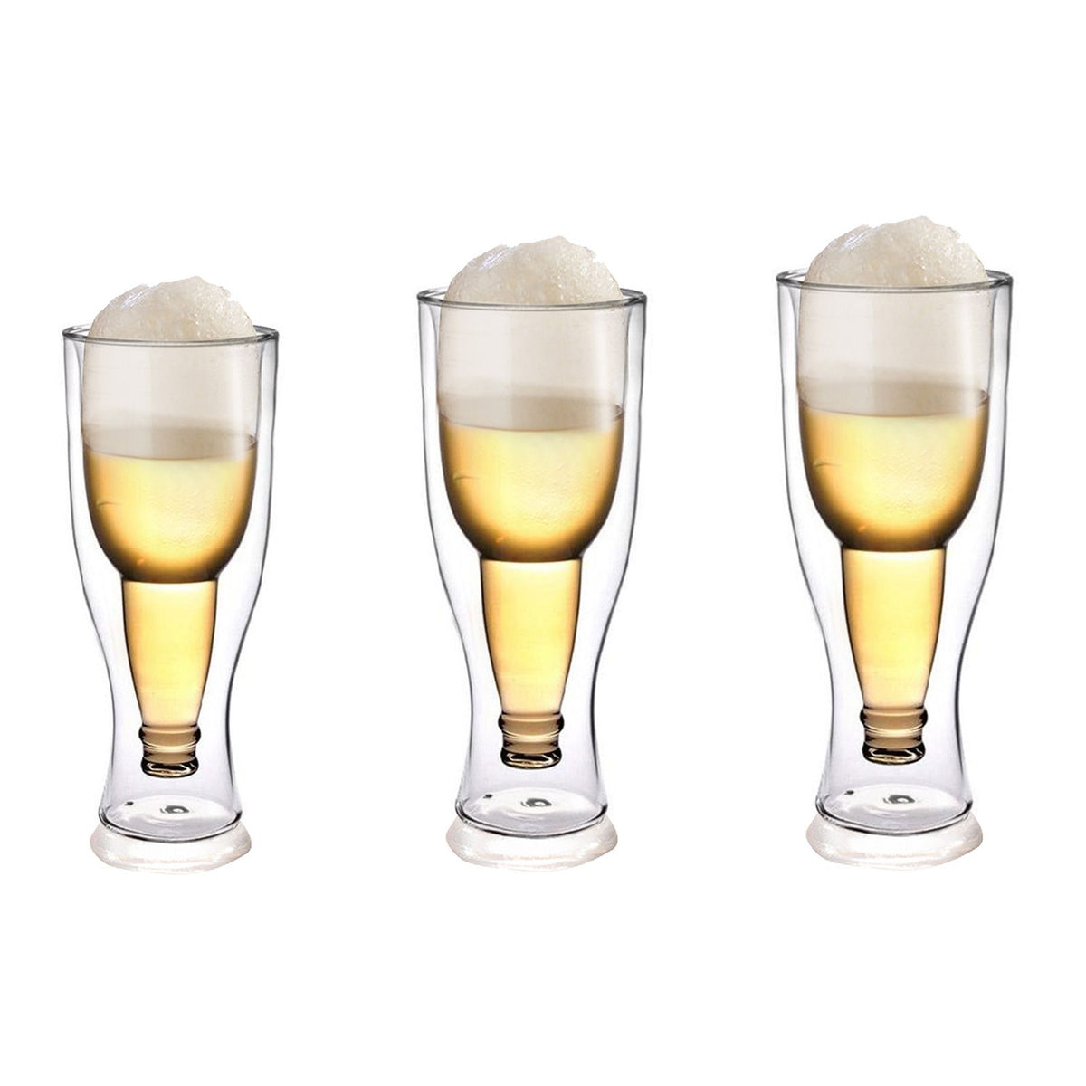 Beer Glass Double Wall Keep Beer Cold Beautiful Unique Insulated Beer Glasses for Home Bar