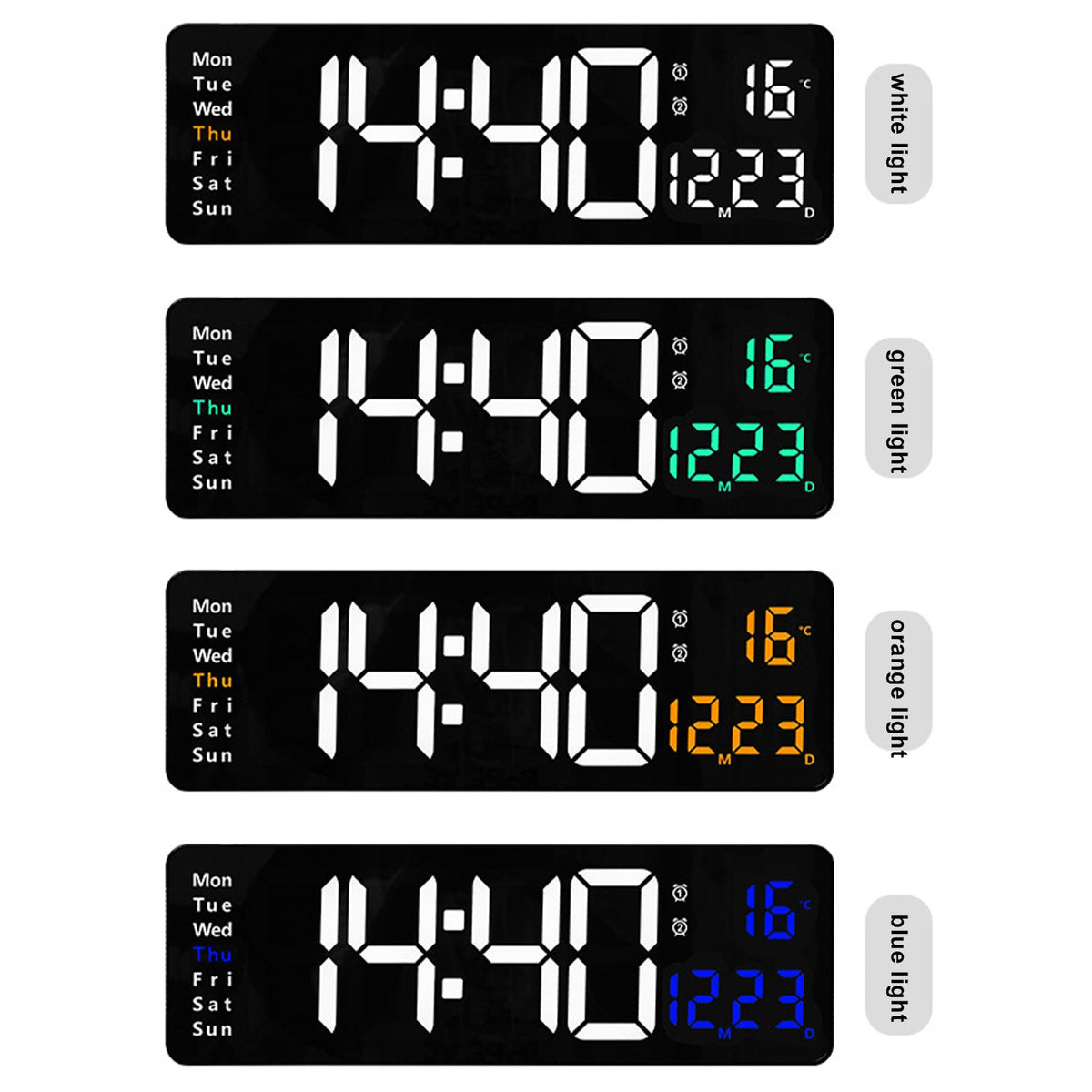 Large Screen Function Display Clock Living Room Wall Hanging Clock LED Display Remote Control Clock