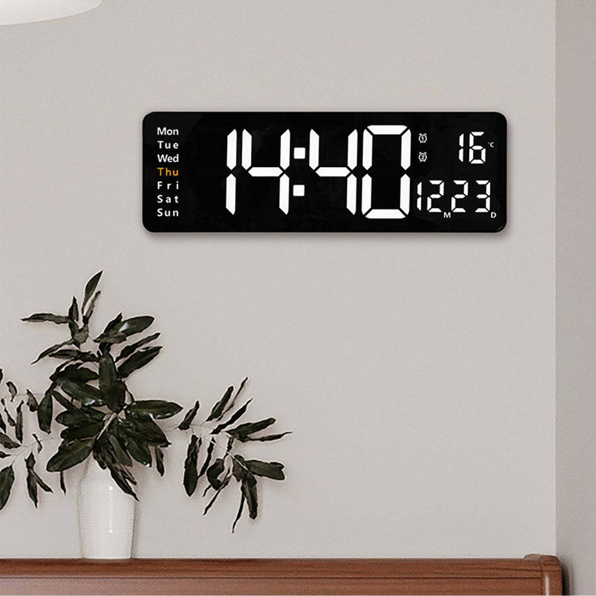Large Screen Function Display Clock Living Room Wall Hanging Clock LED Display Remote Control Clock