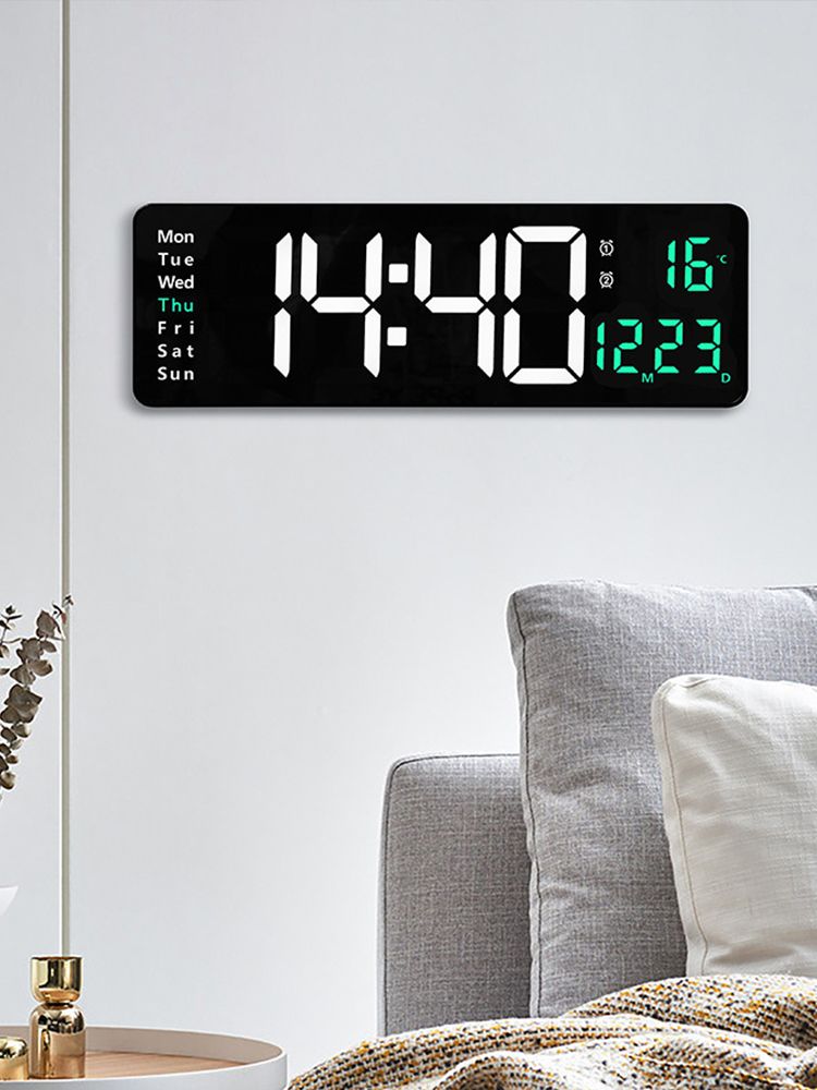 Large Screen Function Display Clock Living Room Wall Hanging Clock LED Display Remote Control Clock