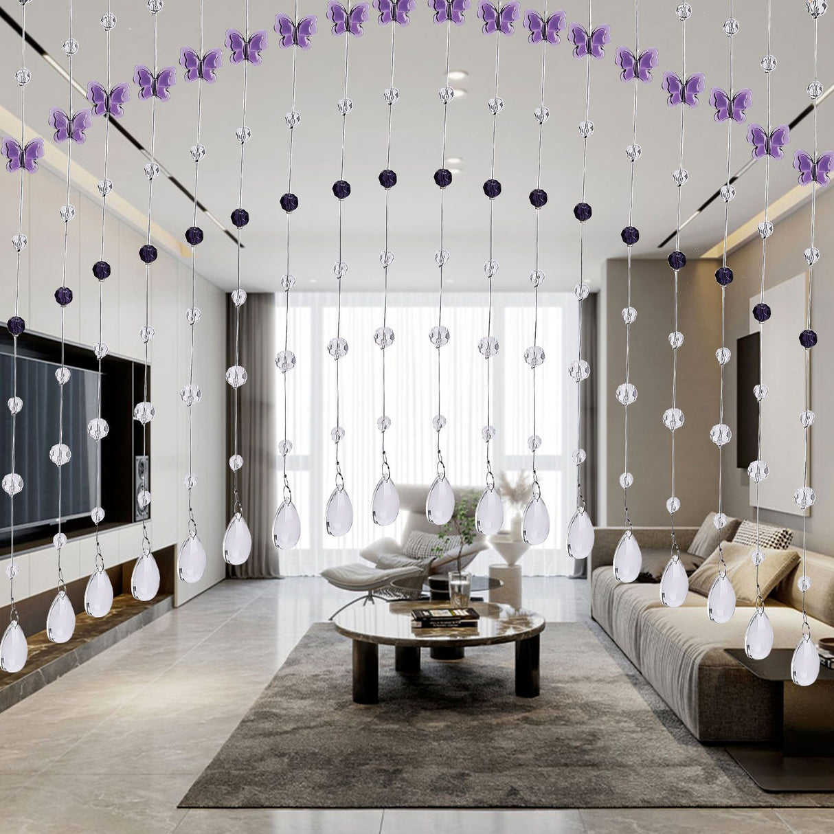 Butterfly Crystal Bead Curtain Living Room Entrance Partition Curtain Water Drop Pendant Hanging Curtain