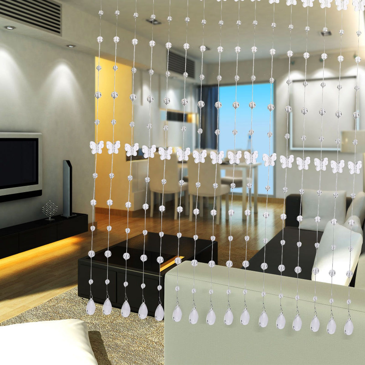 Butterfly Crystal Bead Curtain Living Room Entrance Partition Curtain Water Drop Pendant Hanging Curtain