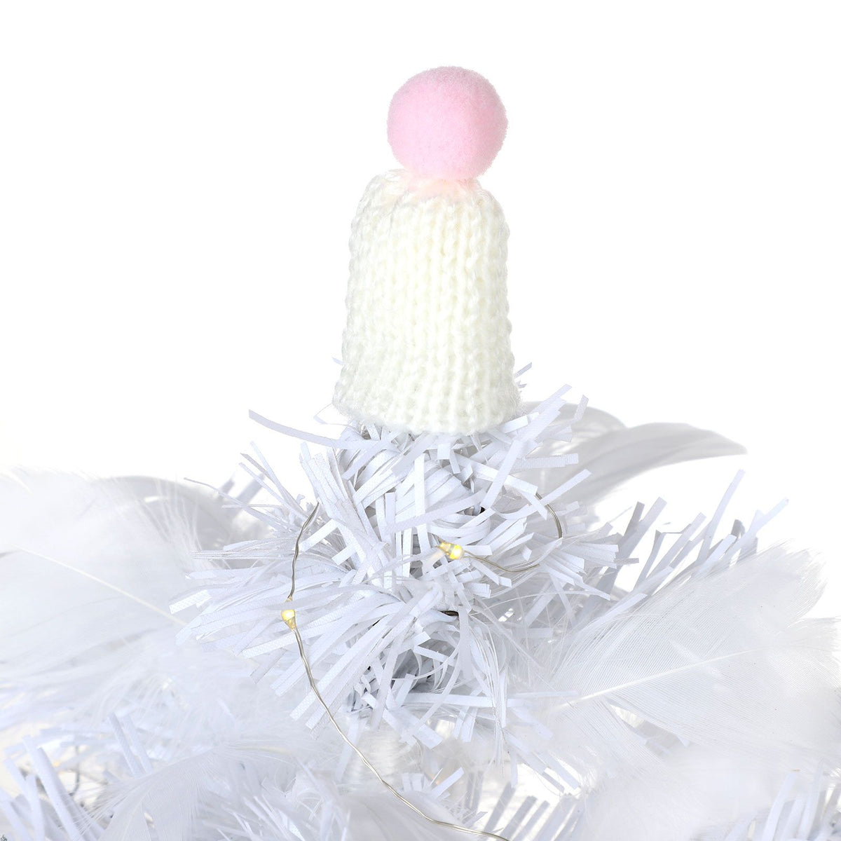 Feather Christmas Tree with Lamp String Artificial Christmas Tree Decoration Simulated Desktop Ornaments for Christmas Home