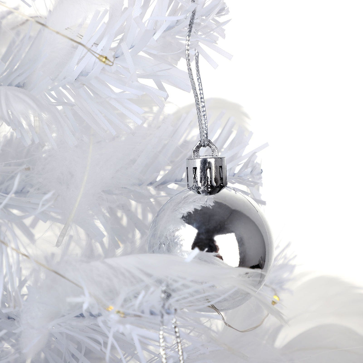 Feather Christmas Tree with Lamp String Artificial Christmas Tree Decoration Simulated Desktop Ornaments for Christmas Home