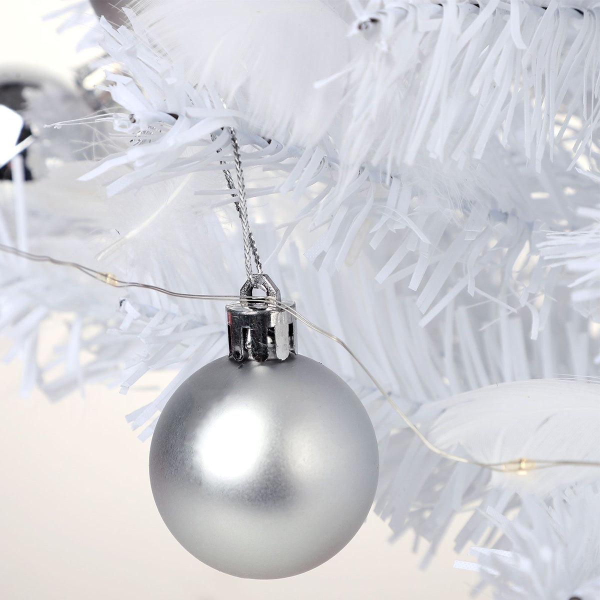 Feather Christmas Tree with Lamp String Artificial Christmas Tree Decoration Simulated Desktop Ornaments for Christmas Home