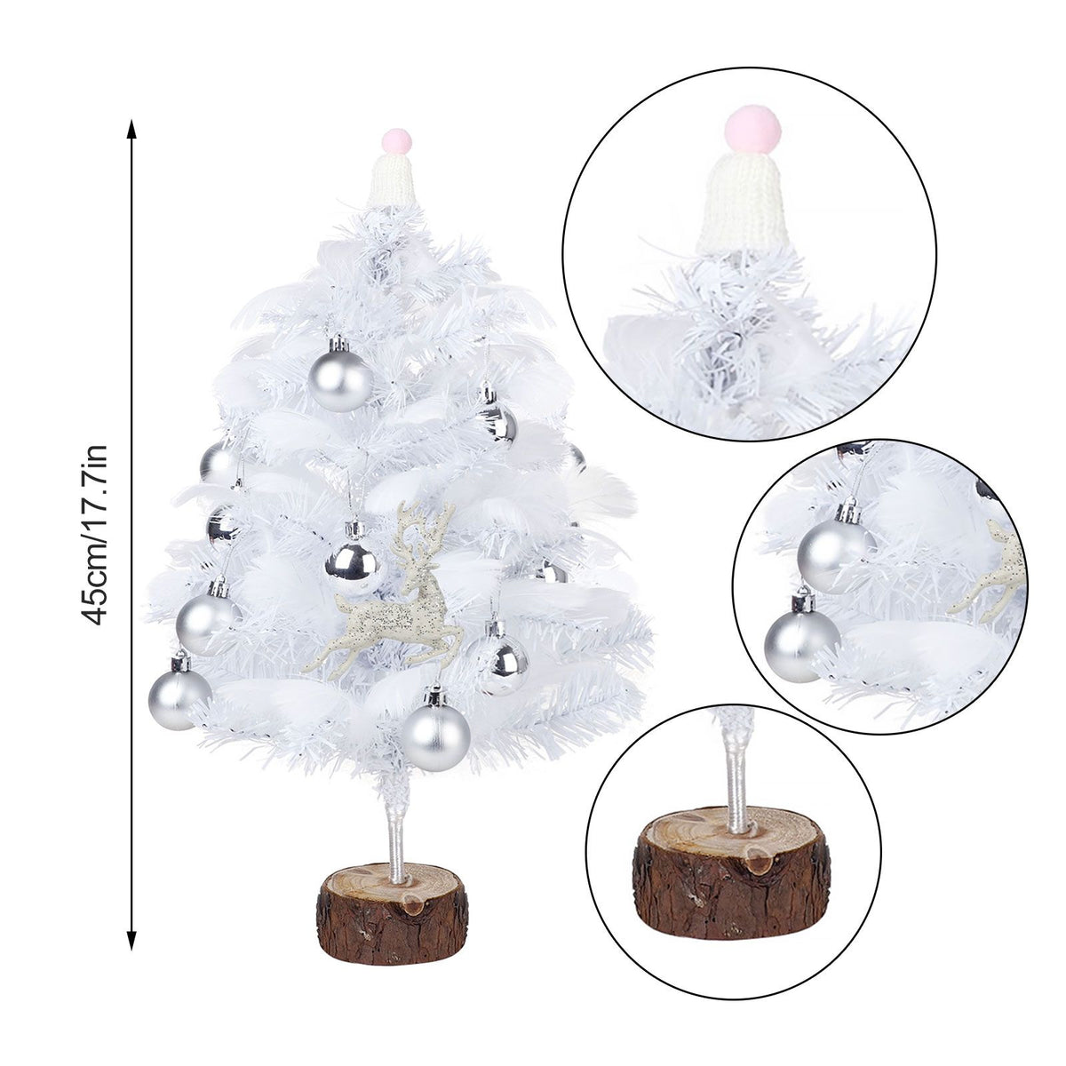 Feather Christmas Tree with Lamp String Artificial Christmas Tree Decoration Simulated Desktop Ornaments for Christmas Home