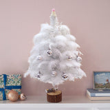 Feather Christmas Tree with Lamp String Artificial Christmas Tree Decoration Simulated Desktop Ornaments for Christmas Home - Extra Image