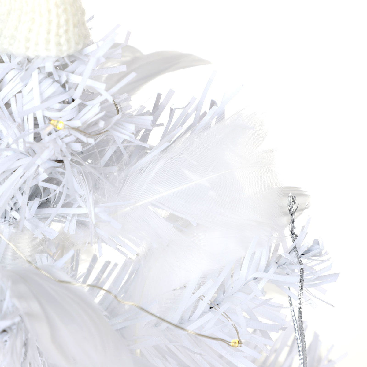 Feather Christmas Tree with Lamp String Artificial Christmas Tree Decoration Simulated Desktop Ornaments for Christmas Home