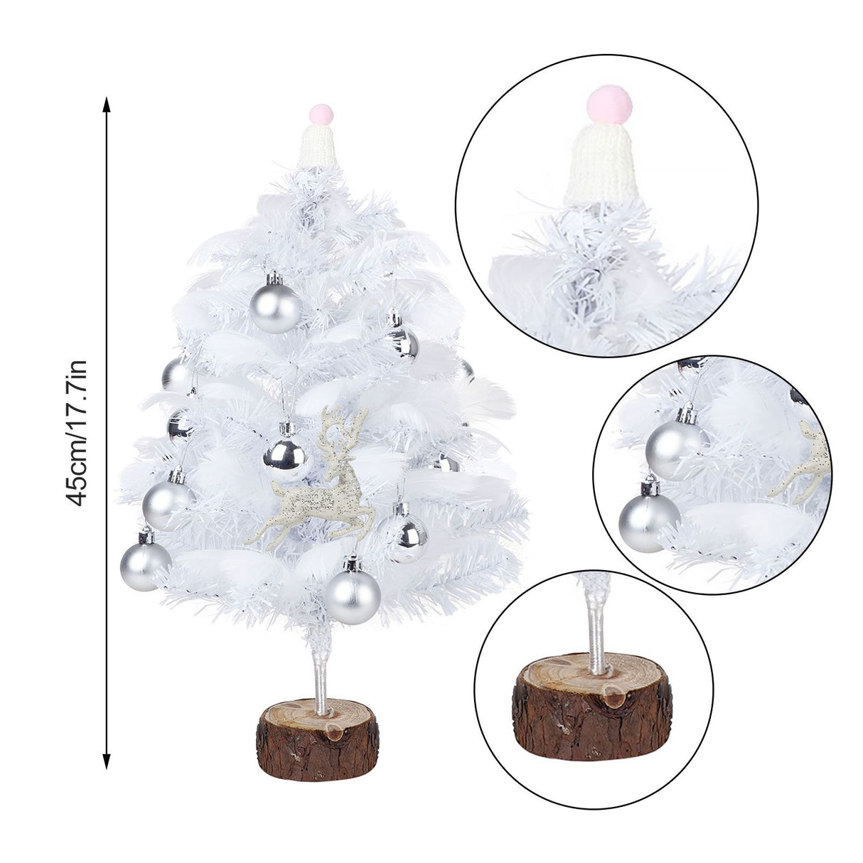 Feather Christmas Tree with Lamp String Artificial Christmas Tree Decoration Simulated Desktop Ornaments for Christmas Home