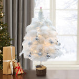 Feather Christmas Tree with Lamp String Artificial Christmas Tree Decoration Simulated Desktop Ornaments for Christmas Home
