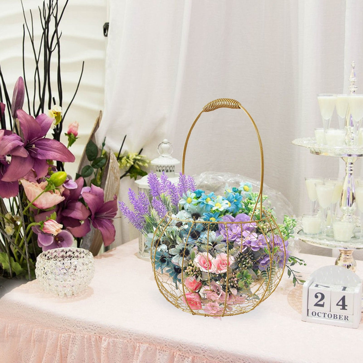 Metal Wire Lantern Basket Wedding Gift Basket Wedding Candy Box
