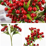Christmas Berry Branches 3 Forks Simulation Foam Berry Picks Home Decoration