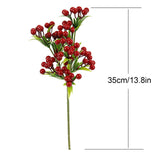 Christmas Berry Branches 3 Forks Simulation Foam Berry Picks Home Decoration - Top-Down View