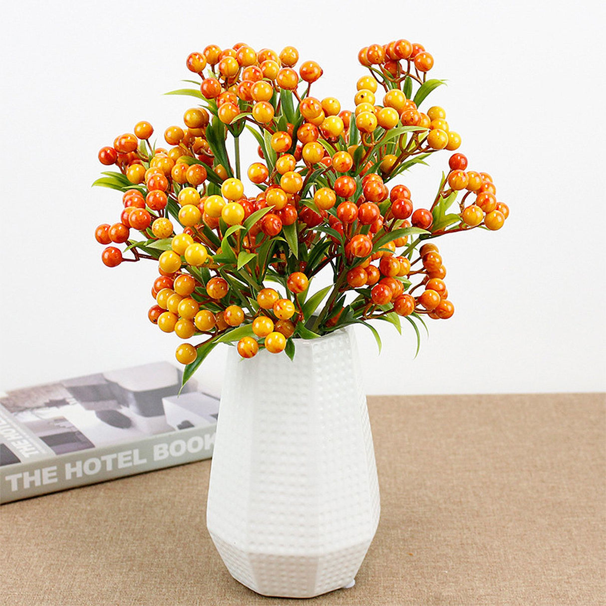 Christmas Berry Branches 3 Forks Simulation Foam Berry Picks Home Decoration
