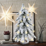45cm Flocking Christmas Tree with Lights PVC Mini Christmas Tree Artificial Holiday Tree Christmas Desktop Decoration