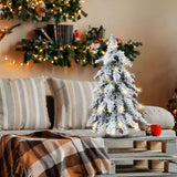 45cm Flocking Christmas Tree with Lights PVC Mini Christmas Tree Artificial Holiday Tree Christmas Desktop Decoration - 45-Degree Angle
