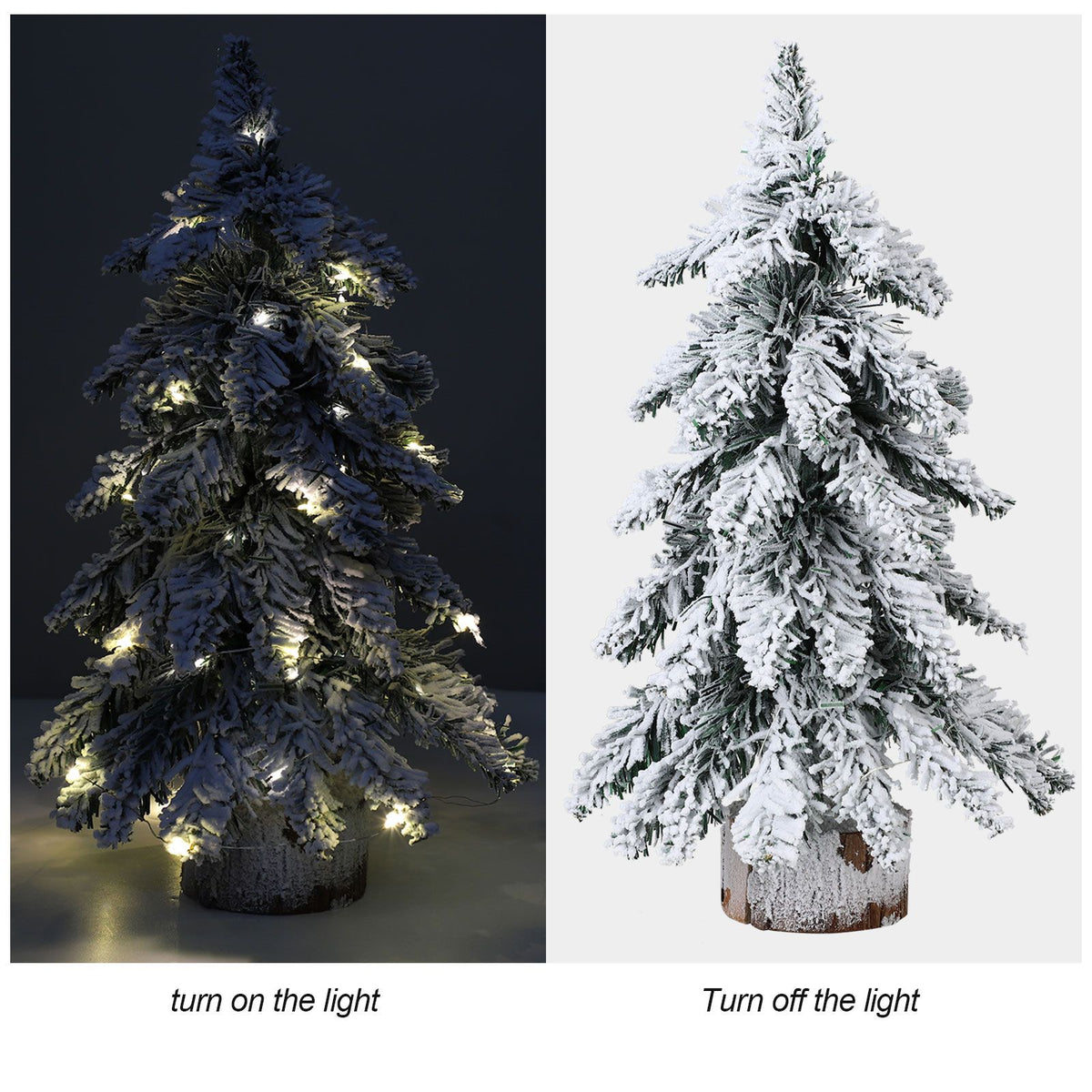 45cm Flocking Christmas Tree with Lights PVC Mini Christmas Tree Artificial Holiday Tree Christmas Desktop Decoration