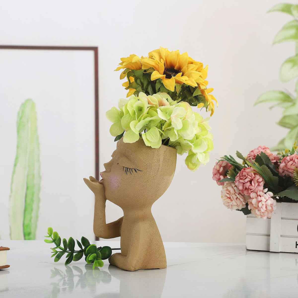Mannequin Resin Flower Pot Face Flower Pot Garden Decoration