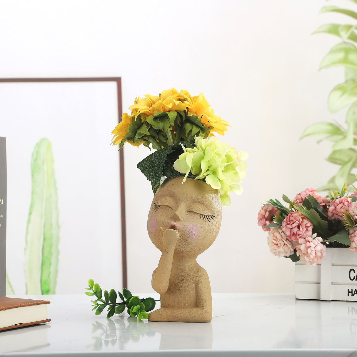 Mannequin Resin Flower Pot Face Flower Pot Garden Decoration