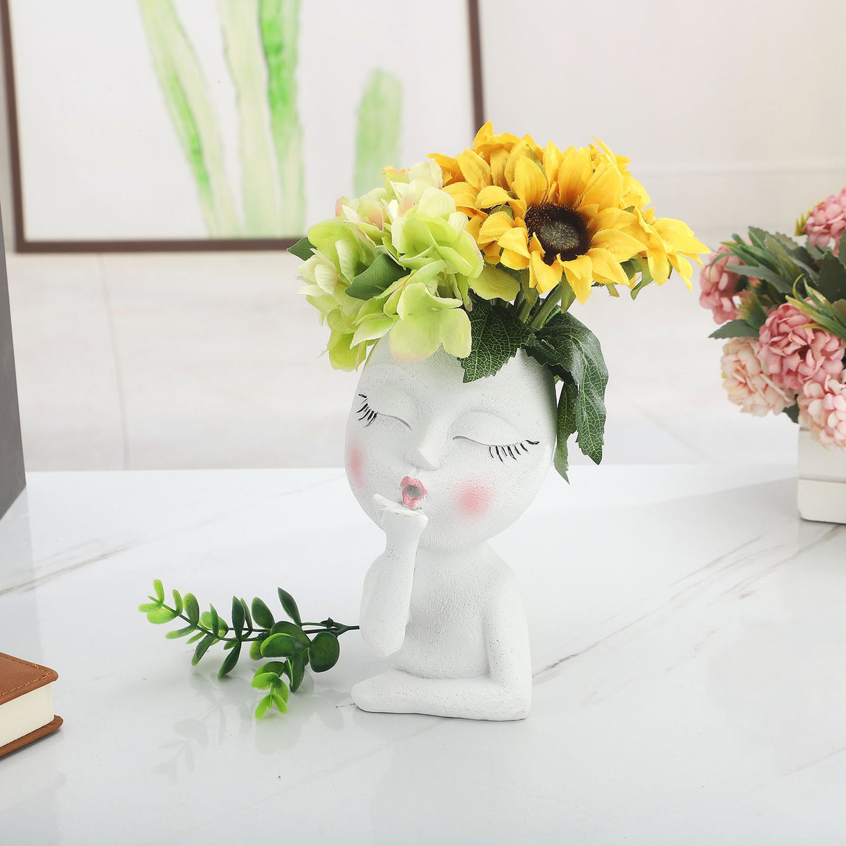 Mannequin Resin Flower Pot Face Flower Pot Garden Decoration
