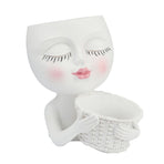 Mannequin Flower Pot Resin Creative Double Flower Pot Face Flower Pot