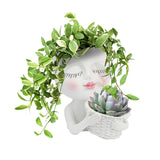 Mannequin Flower Pot Resin Creative Double Flower Pot Face Flower Pot