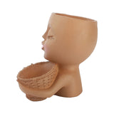 Mannequin Flower Pot Resin Creative Double Flower Pot Face Flower Pot - Close-Up Angle