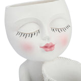 Mannequin Flower Pot Resin Creative Double Flower Pot Face Flower Pot - Low Angle