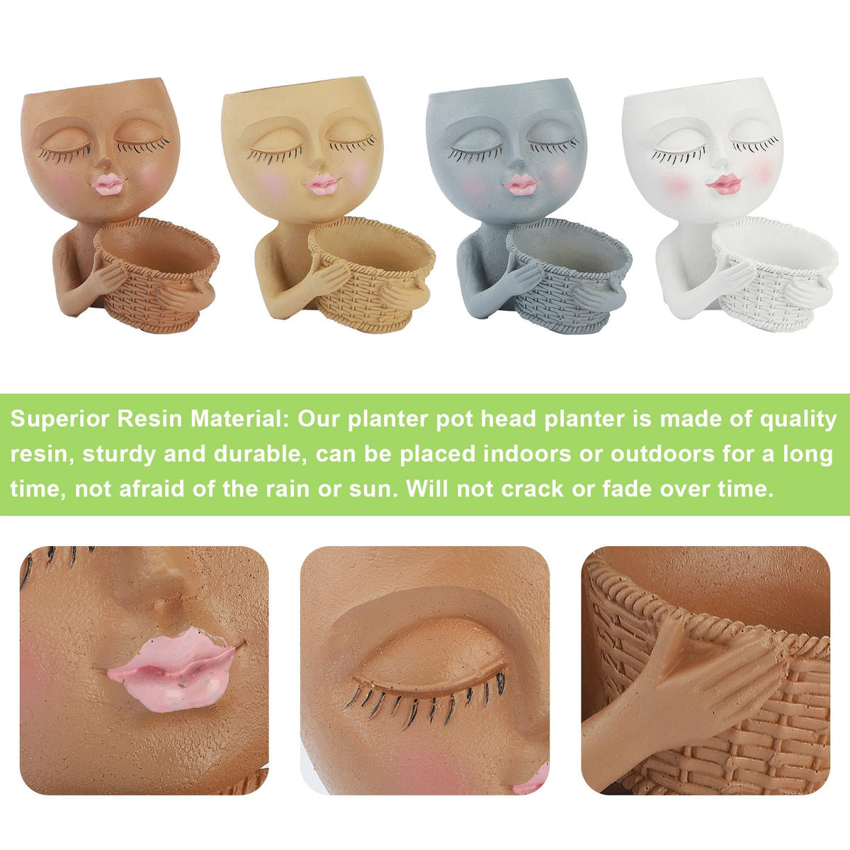 Mannequin Flower Pot Resin Creative Double Flower Pot Face Flower Pot