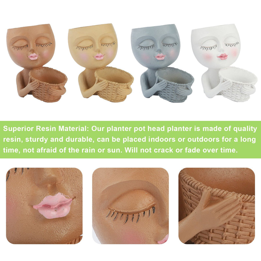 Mannequin Flower Pot Resin Creative Double Flower Pot Face Flower Pot