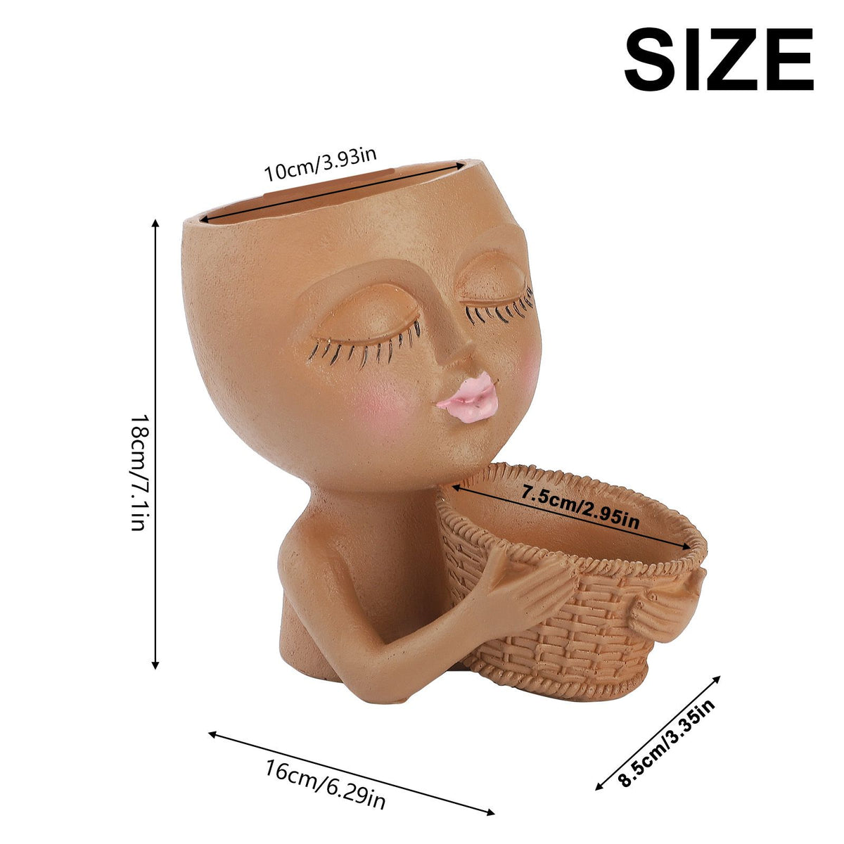 Mannequin Flower Pot Resin Creative Double Flower Pot Face Flower Pot