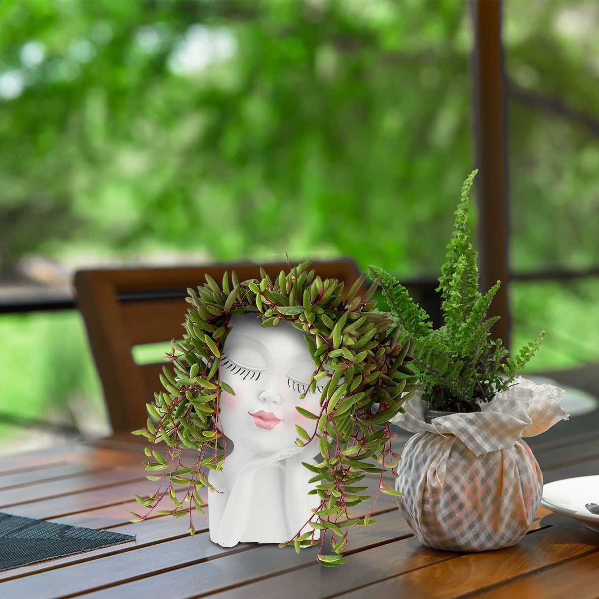 Mannequin Resin Cheek Resting Flower Pot Face Flower Pot