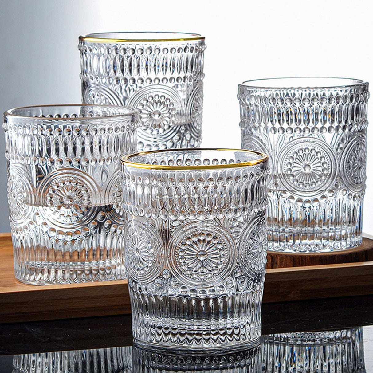 Vintage Embossed Glasses Drinking Glasses Water Glasses Modern Embossed Designs Glasses