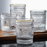 Vintage Embossed Glasses Drinking Glasses Water Glasses Modern Embossed Designs Glasses - Side View