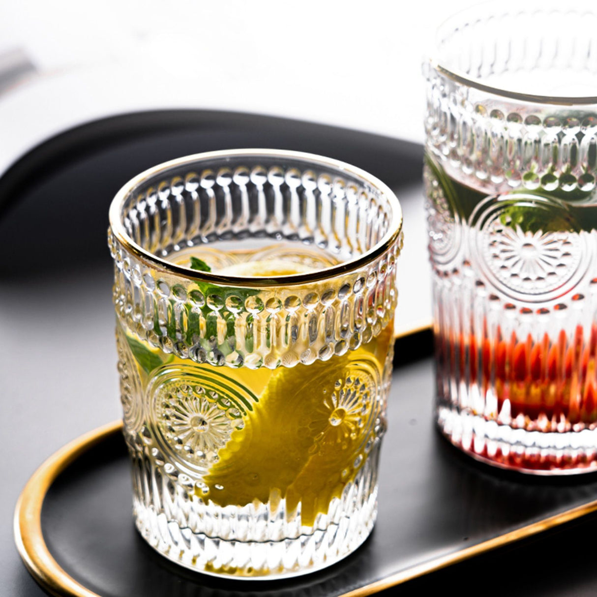 Vintage Embossed Glasses Drinking Glasses Water Glasses Modern Embossed Designs Glasses