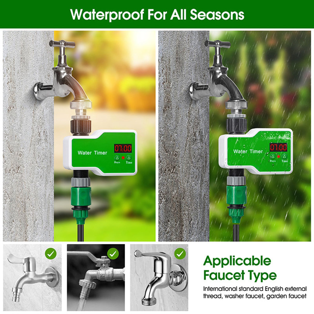 Automatic Flower Waterer Solenoid Valve Timer Garden Irrigation Spraying Outdoor Metal Head Intelligent Controller