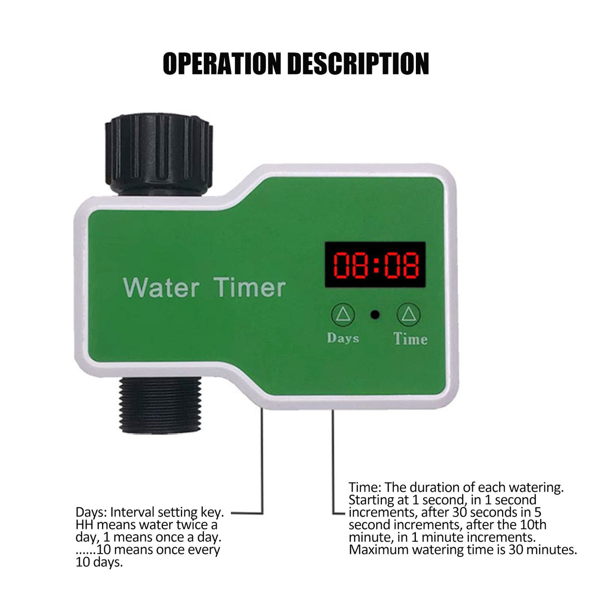 Automatic Flower Waterer Solenoid Valve Timer Garden Irrigation Spraying Outdoor Metal Head Intelligent Controller