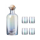 Bedside Glass Pitcher Set 4 Cups Lid 1200ml Capacity Drinking Glasses for Nightstand Colorful