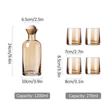 Bedside Glass Pitcher Set 4 Cups Lid 1200ml Capacity Drinking Glasses for Nightstand Colorful