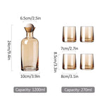 Bedside Glass Pitcher Set 4 Cups Lid 1200ml Capacity Drinking Glasses for Nightstand Colorful