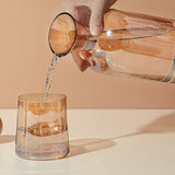 Bedside Glass Pitcher Set 4 Cups Lid 1200ml Capacity Drinking Glasses for Nightstand Colorful