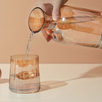 Bedside Glass Pitcher Set 4 Cups Lid 1200ml Capacity Drinking Glasses for Nightstand Colorful