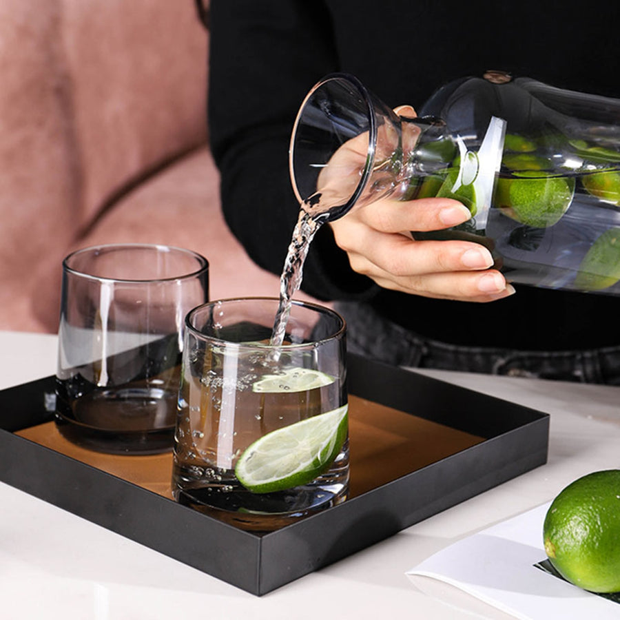 Bedside Glass Pitcher Set 4 Cups Lid 1200ml Capacity Drinking Glasses for Nightstand Colorful