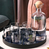 Bedside Glass Pitcher Set 4 Cups Lid 1200ml Capacity Drinking Glasses for Nightstand Colorful - Close-Up Angle