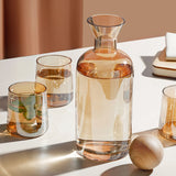 Bedside Glass Pitcher Set 4 Cups Lid 1200ml Capacity Drinking Glasses for Nightstand Colorful - Extra Image
