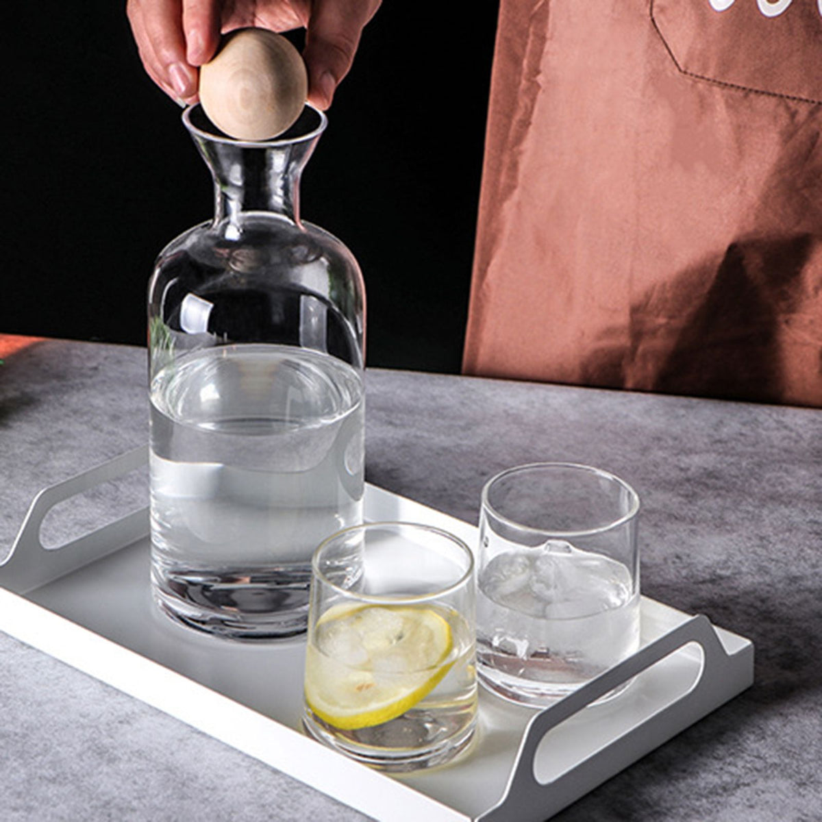 Bedside Glass Pitcher Set 4 Cups Lid 1200ml Capacity Drinking Glasses for Nightstand Colorful