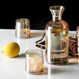 Bedside Glass Pitcher Set 4 Cups Lid 1200ml Capacity Drinking Glasses for Nightstand Colorful