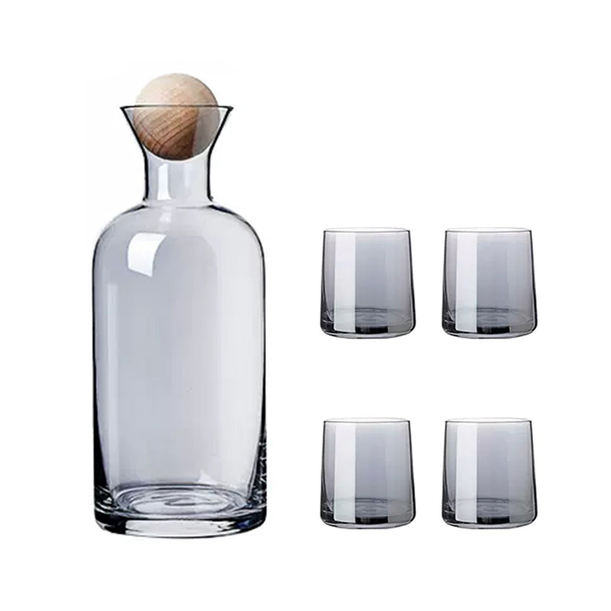 Bedside Glass Pitcher Set 4 Cups Lid 1200ml Capacity Drinking Glasses for Nightstand Colorful