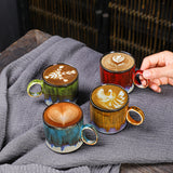 Ceramic Kiln Glaze Coffee Mug Large Capacity Large Handle Coffee Cup for Home Office - Rear View