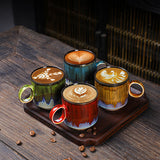 Ceramic Kiln Glaze Coffee Mug Large Capacity Large Handle Coffee Cup for Home Office - Close-Up Angle